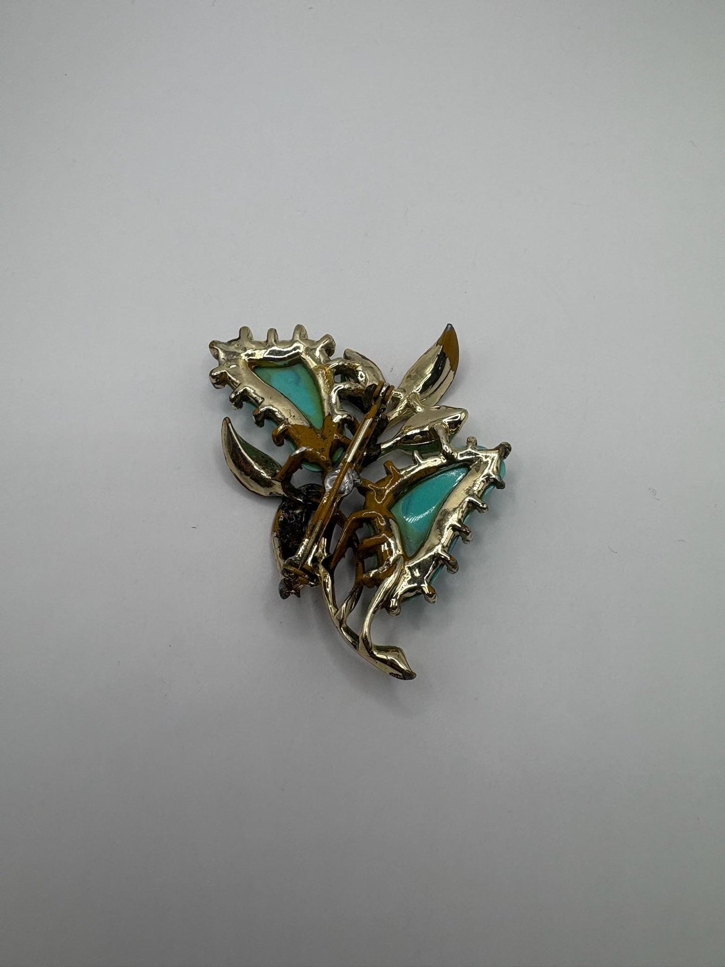 Vintage Turquoise Enamel Floral Brooch