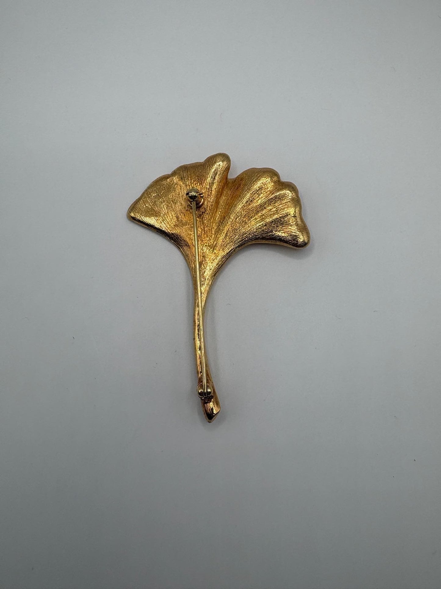 Vintage Gold Tone Ginkgo Leaf Brooch