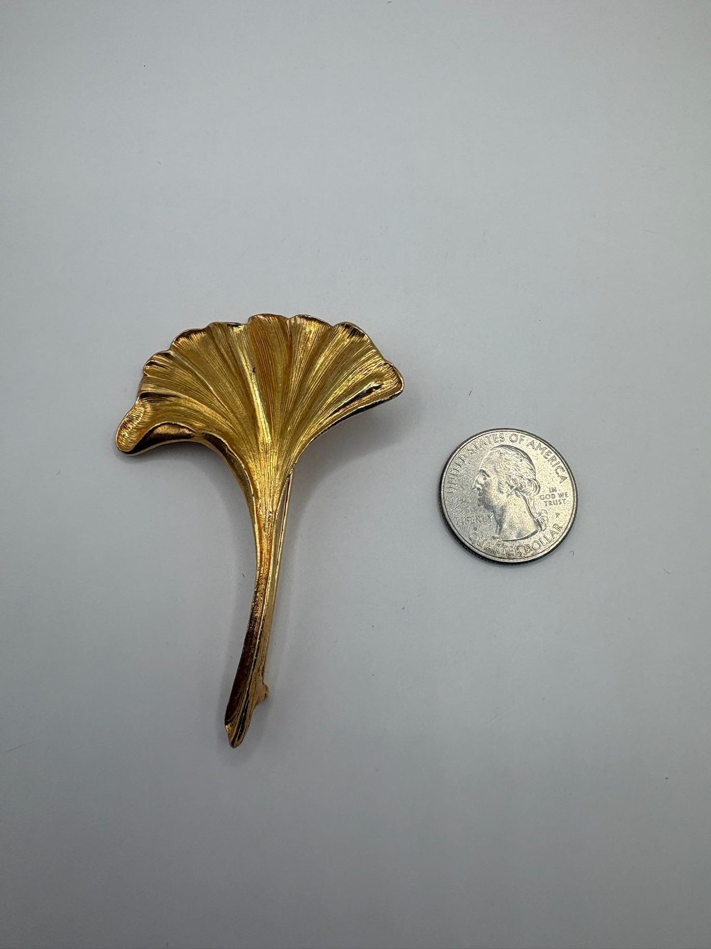 Vintage Gold Tone Ginkgo Leaf Brooch