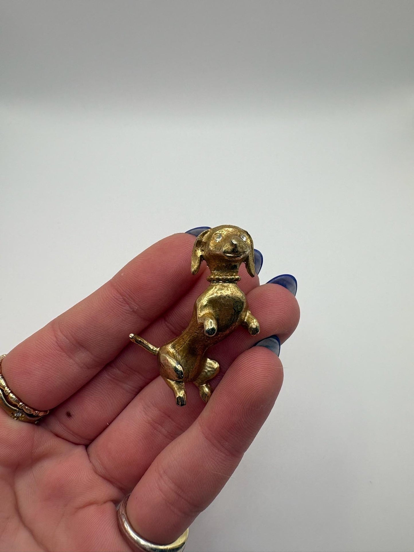 Vintage Dachshund Brooch | Gold Tone Dog Pin