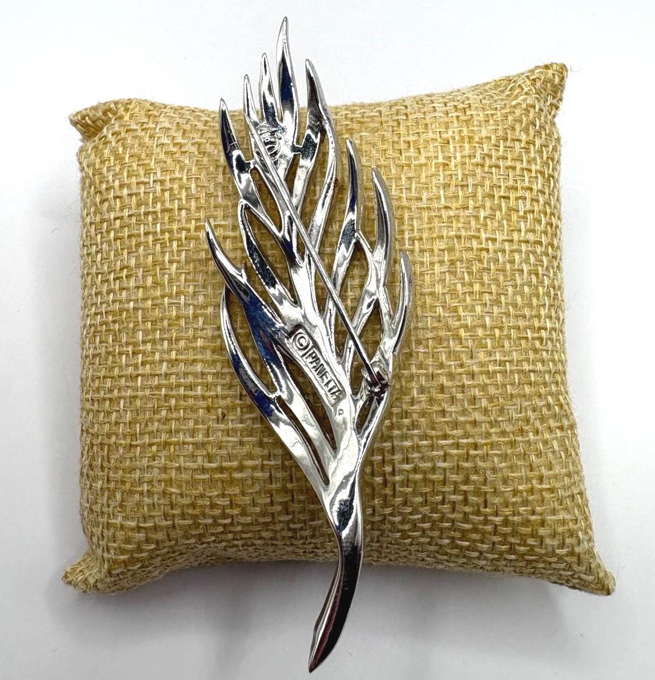 Vintage Panetta Rhinestone Leaf Brooch