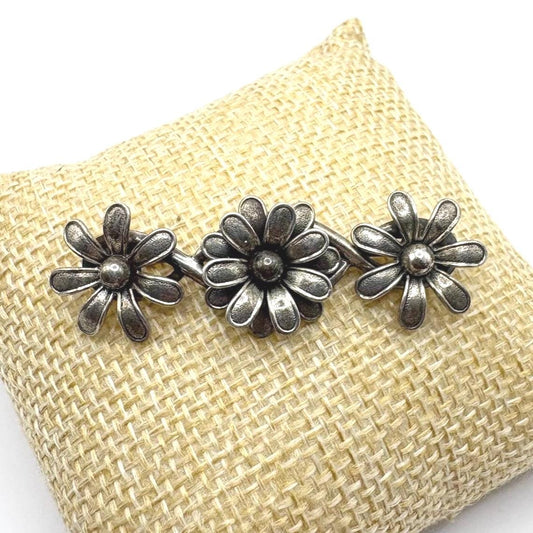 Vintage Brooch Pin of Silver Daisies and Made by Beau Sterling