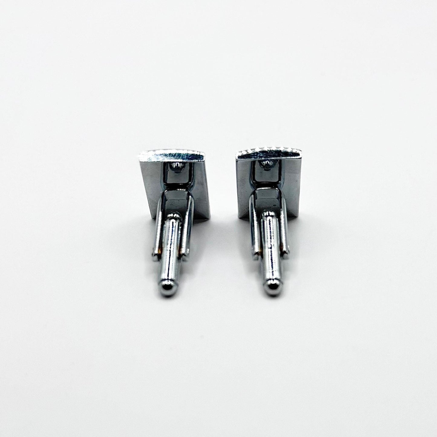 Vintage Silver Tone Cufflinks with Rhinestone Accents.
