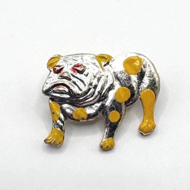 Vintage Bulldog Brooch Pin Stamped Hong Kong