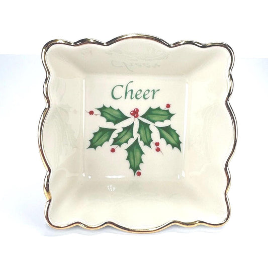Vintage Lenox Square Fluted Dish that Reads ‘Cheer’