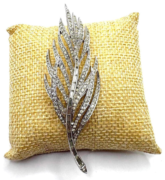 Vintage Panetta Rhinestone Leaf Brooch